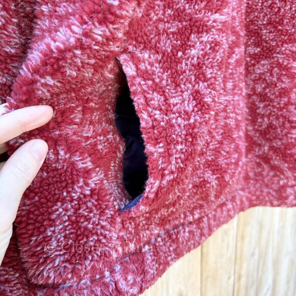 Patagonia‎ Glissade Deep Pile Fleece Pullover Kimono Red Size Large Vintage 90's - Picture 11 of 14